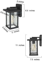 LALUZ Rectangle Outdoor Light Fixtures Wall Mount, Weatherproof Outdoor Wall Lights with Ripple Glass Panes, A03321S Anti-Rust Porch Light for Patio, Yard, Garage, Front Door, Matte Black Finish - Image 3