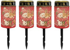 Poceacles Outdoor Solar Powered Cemetery Lights Grave Outdoor Stake Lights Garden Solar Lantern Flameless Candles Christmas Garden Decoration, Cute Reindeer Snowman Red, Pack of 4 by Poceacles