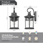 2 Packs Outdoor Porch Lights Wall Mount Sconces Outdoor Lighting Waterproof Exterior Lantern for House Front Porch Patio Garage Doorway Garden, Medium - Image 2