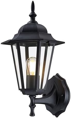 Outdoor Wall Light Fixture, Aluminum Glass, Black, 1 Pack by KumtinSmart