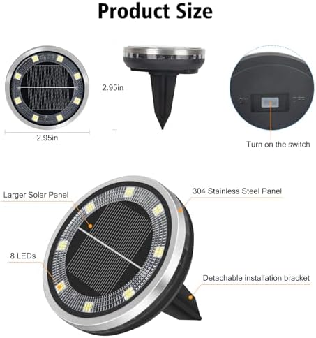 12 Pack Solar Ground Lights Outdoor Waterproof Garden Lights for Yard Lawn - Image 6