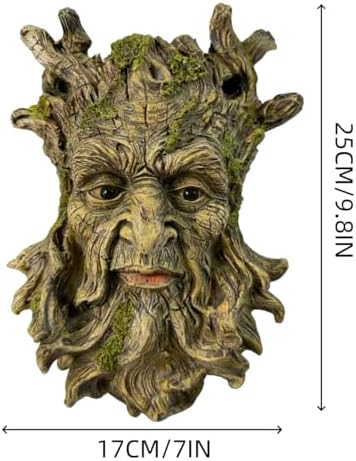 Whimsical Tree Face Garden Decoration, Tree Faces Decor Outdoor Wall Mounted Statue Art with Leaf Features, Outdoor Decor Garden Accessory, Resin Sculpture, Nature - Image 4