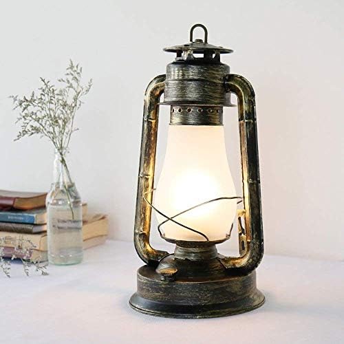 Vintage Wrought Iron Table Lamp - Retro Kerosene Lantern Style - Bronze Metal Desk Light for Home, Restaurant, Farmhouse & Office - Image 3