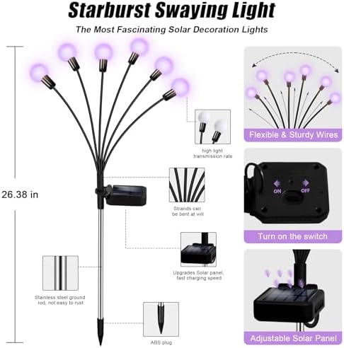 NBQQ Solar Lights Outdoor Waterproof 6 Pack of 36 LEDs Unique Gifts Women - Image 5