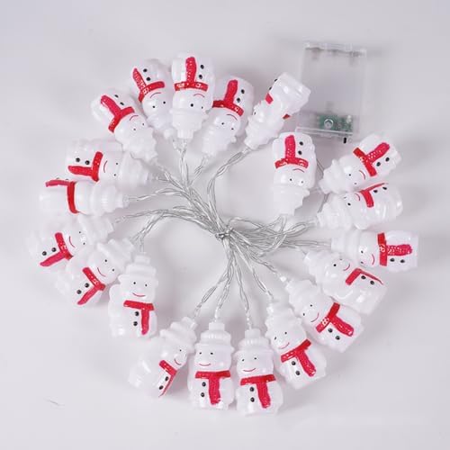 CAKERS Christmas Decor String Lights|Creative Cute Novelty Fairy Lights|Hanging Copper Wire Lights|Night Lights for Birthday Party Xmas Tree Decor,Xmas Scarf Snowman,3m(9.8ft)-20LED-USB - Image 3