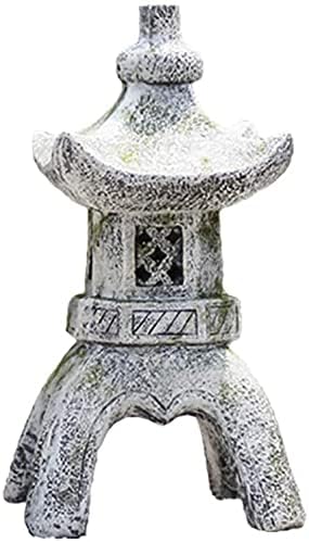 Outdoor Garden Animal Statues Patio Décor, Pagoda Stupa Garden Lantern Ornaments Japanese Style Asian Decor Outdoor Statues Patio Yard Front Porch Collectibles(A,32x32x62cm) by Unknown