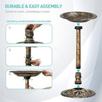 ZENY Outdoor Garden Bird Bath 28Inch Weather Resistant Polyresin Birdbath, Bronze - Image 5