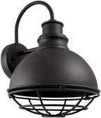 Design House 588442 Ajax Industrial Modern 1-Light Indoor/Outdoor Dimmable Wall Light with Removable Metal Wire Cage Shade for Porch Entryway Patio Garage Kitchen Bedroom, Textured Black by DesignHouse
