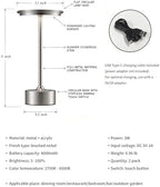 PUSU Rechargeable Table Lamps Set of 2, Nickel Cordless Portable Desk Lamp - Image 5