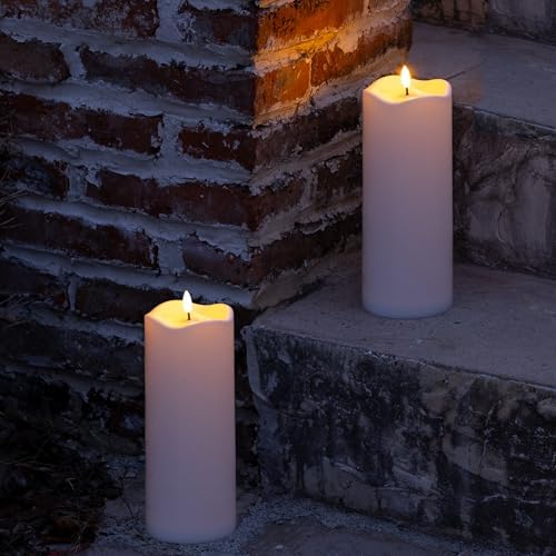 4"*10" Waterproof Outdoor Flameless Candles with Remote & Timer, White - Image 6