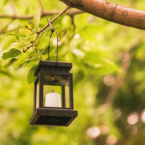 SOLPEX Solar Lanterns Outdoor Waterproof, 8 Pack Solar Lights Outdoor LED Hanging Lantern Lights, Candle Effect Decorative Lights with Stakes for Outside, Garden, Patio, Porch, Yard, Pathway by Solpex