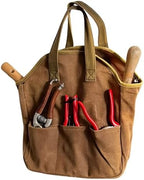 Garden Tool Bag - 12x14” Heavy Duty Waxed Canvas Tote Bag Caddy with 6 Interior and 3 Exterior Pockets for Organizing Gardening Tools - Gardening Gifts for Women and Men by Kings County Tools by KingsCountyTools