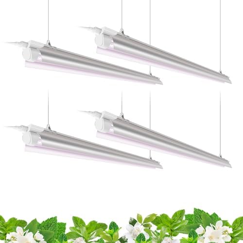 Barrina T8 LED Grow Light 4FT, Full Spectrum, Pinkish White, 4 Packs by Barrina