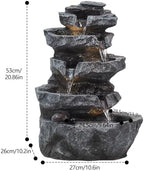 5-Tiered Cascading Rock, 22" High Outdoor Garden Waterfall with LED Lights and Pump, Resin Water Fountain for Garden, Patio, Yard, Deck Decor (22" High 5-Tiers) - Image 3