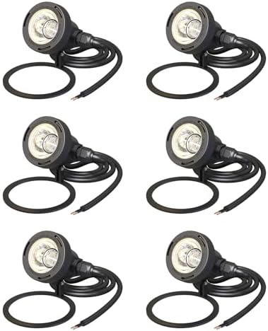 Low Voltage Pond Lights 6PK Landscape Lighting Submersible Light 2900K Warm White 5.4W 135 Lumens Underwter Lights Floodlight with 15FT Wire for Swimming Pool, Fountain, Pond by LLLIGHTINGLIVING