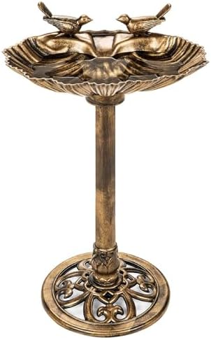 32inch Antique Bird Bath Outside Garden Weather Resistant Polyresin Backyard Expressions by HI+SUYI