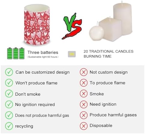 4 Pack Battery Operated Candles with Timer and Remote Flameless Candles Valentine's Day Heart Leaves Print LED Lights for Home Decorations Outdoor Lanterns for Porch - Image 7