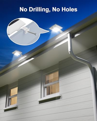 FALOVE 4 Pack Cool White Solar Power Gutter Mount Lights Outdoor Waterproof - Image 2