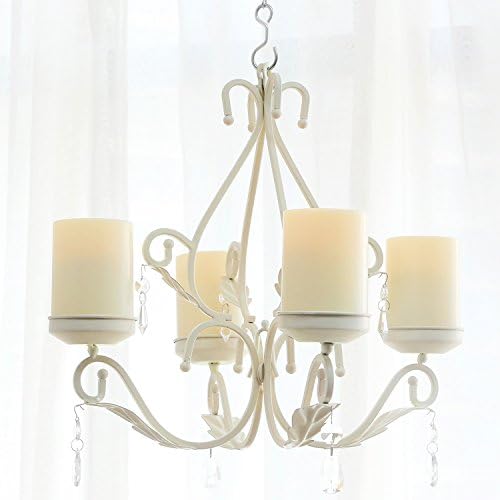 3 in 1 Lighting Chandelier, Metal Wall Sconce Set of 2, Table Centerpiece for Indoor or Outdoor, Chain and Candles Included, White by GiveU
