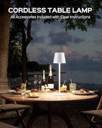 JACKYLED Cordless Lamp DIY Height, 3 Color Stepless Dimming, 5000Capactiy Opwer Operated Lamp Portable Rechargeable for Bedroom Dinning Kitchen, White, 2 Pack - Image 2