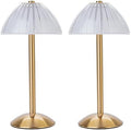 HEQET Cordless Table Lamps for Home,Table,Dining Room, Gold Rechargeable Lamps, USB Charge 12'' Tall LED Brass Portable Outdoor Indoor Table Lamp with Built-in Dimmer (Pack2-Gold Lamp) by HEQET