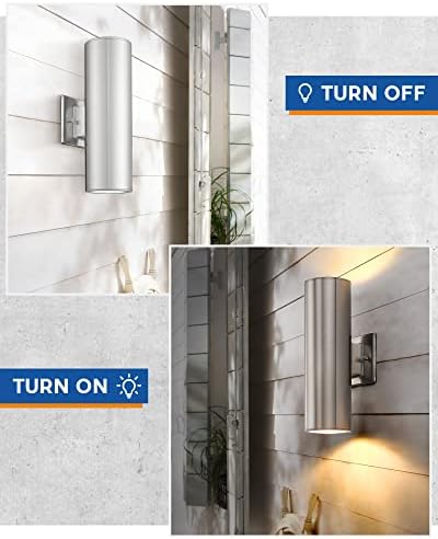 TENGXIN Outdoor Wall Sconce,Up Down Wall Light Fixture with Stainless Steel Cylinder,Outdoor Lights for House,Patio,Yard,Front Door,Brushed Nickel - Image 3