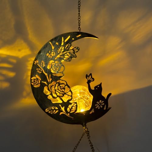 Cat Moon-Wind Chime, Cat Lover Gift Solar-Lantern Windchime, Wind Chimes Outdoor, Garden-Gifts, Garden Moon Decor, SolarWind Chimes, Solar-Light, Patio Hanging Light, Gifts for Mom, Grandma,Sister - Image 2