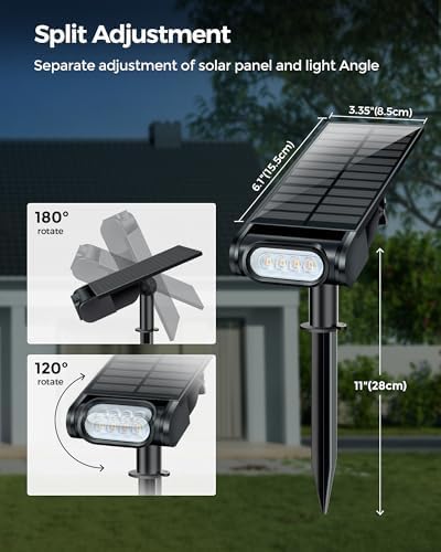 RGB Christmas Solar Spot Lights Outdoor, 12 RGB Color Modes Landscape Light Waterproof IP67 with Remote Control, 2-in-1 Color Changing RGB/Cool/Warm White for Yard Garden Garden (6 Pack) - Image 4