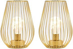 TRIROCKS Metal Cordless Table Lamp - 8'' Tall Set of 2 Cage Shape Battery Operated Lamp with Fairy Lights Bulb for Indoor/Outdoor Use Perfect for Christmas Garden and Weddings (Gold,Set of 2) - Image 4