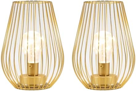 TRIROCKS Metal Cordless Table Lamp - 8'' Tall Set of 2 Cage Shape Battery Operated Lamp with Fairy Lights Bulb for Indoor/Outdoor Use Perfect for Christmas Garden and Weddings (Gold,Set of 2) - Image 4