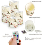 Hummingbird Floral Battery Operated Candles Set of 4 Flickering Flameless Candles with Remote and Timer Color Changing LED Electric Pillar Candles for Home Farmhouse Living Room Decor - Image 3