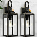 19" Dusk to Dawn Outdoor Lighting Porch Lights Black with Gold Trim 2 Pack by Yolsunes