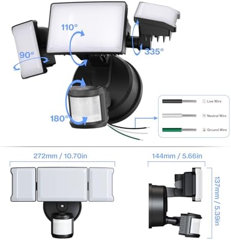 Olafus 65W Smart LED Flood Light Outdoor with Motion Sensor, 6500LM, 2700K-6500K WiFi Security Light Works with Alexa/Google, Motion Detector Lights with App Control, IP65 Floodlight Outside (Black) - Image 3