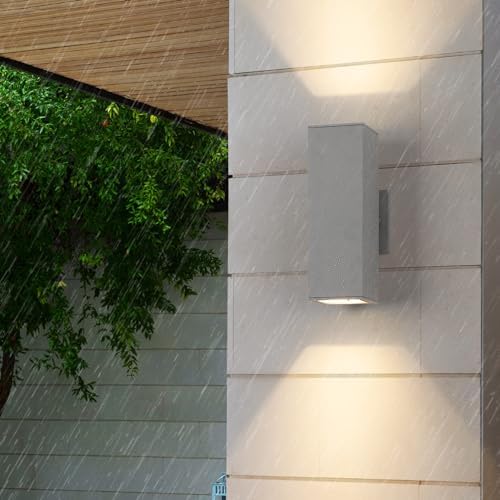 mirrea 12" Modern Outdoor Porch Light in 2 Lights, Matte Gray, 2 Pack - Image 5