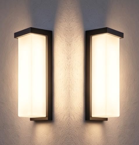14 Inch Outdoor Wall Light, 2640LM LED Wall Sconce, Hardwired,ETL,2Pack by Tonlesm