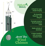 Nature’s Melody Aureole Tunes Wind Chimes – Outdoor Windchime with 6 Tubes Tuned to B Pentatonic Scale, 100% Rustproof Aluminum, Powder Finish & S Hook Hanger for Sympathy, Memorial Gift or Zen Garden - Image 6