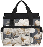 White Garden Tool Bag Organizer Heavy Duty Floral Flowers Gardening Tote Bag with 10 Pockets for Women Men Gardening Gifts - Image 2