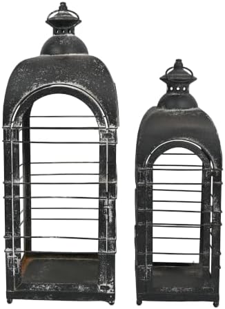 Christmas Decorations Vintage Metal Candle Lantern 2Pcs 25in & 20in Distressed Black Rustic Large Lanterns Farmhouse Hanging Candle Holder Lantern for Xmas Indoor & Outdoor Front Porch Patio Decor by Unknown