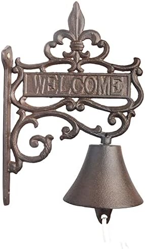 Cast Iron Wall Hanging Bell Bells, Manually Shaking Wall Hanging Doorbell, Dinner Bell Metal Art Decoration for Indoor Outdoor Garden Home (C) by Unknown