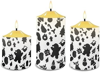 Cozeyat Flameless Candles with Remote Set of 3, Cute Santa Claus Elk Pattern Flickering Electric Candles for Christmas Decoration, Unscented Realistic Moving Bullet Floating Flame Pillar Candles - Image 2