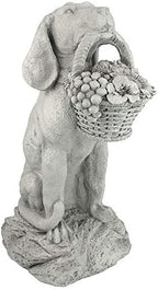 Design Toscano Man's Best Friend Dog with Basket Outdoor Garden Statue, 8 Inches Wide, 12 Inches Deep, 19 Inches High, Handcast Polyresin, Antique Stone Finish - Image 3