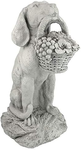 Design Toscano Man's Best Friend Dog with Basket Outdoor Garden Statue, 8 Inches Wide, 12 Inches Deep, 19 Inches High, Handcast Polyresin, Antique Stone Finish - Image 3