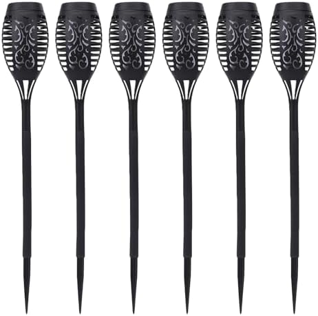 POCREATION Solar Way Lights 6pcs Outdoor Solar Torch Lights Realistic Flickering Flame Effect Auto On Off ABS for Garden Yard Walkway Patio Decoration by POCREATION
