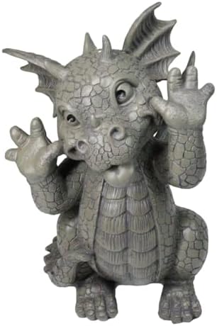 Ebros Gift Whimsical Garden Dragon Making Silly Funny Faces Statue 10.25" H Cute Baby Dragon Faux Stone Resin Finish Figurine Dungeons and Dragons Mythical Fantasy Sculpture Guest Greeter Home Decor - Image 2