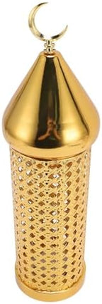 Moroccan Lantern, Handcrafted Retro Hollow Iron Gold Finish Battery Powered Wind Candle Lantern, Hanging Moroccan with Aromatic Holder for Home Decor, Outdoor (L) - Image 4