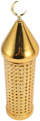 Moroccan Lantern, Handcrafted Retro Hollow Iron Gold Finish Battery Powered Wind Candle Lantern, Hanging Moroccan with Aromatic Holder for Home Decor, Outdoor (L) - Image 4