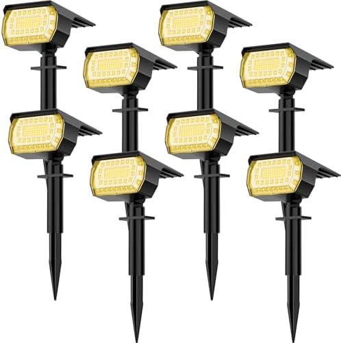 LANSOW Solar Spot Lights Outdoor IP67 Waterproof, 8 Pack/76 LED, Warm White by LANSOW
