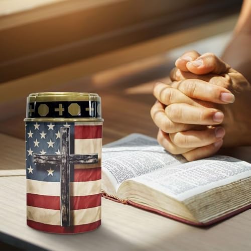 Poceacles Cross Solar Pathway Lights Outdoor Grave Solar Lights Outside Waterproof Cemetery Flameless Candles Outdoor Solar Candle Grave Markers Eternal Decor, American Flag Cross, Pack of 2 - Image 5