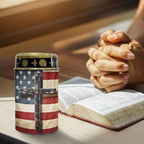 Poceacles Cross Solar Pathway Lights Outdoor Grave Solar Lights Outside Waterproof Cemetery Flameless Candles Outdoor Solar Candle Grave Markers Eternal Decor, American Flag Cross, Pack of 2 - Image 5