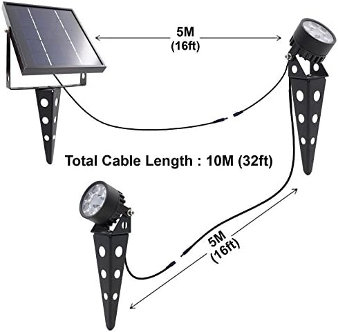 Legacy Mini 50X Twin Solar-Powered Spot Lights LED Spotlight Flag Pole Light (Warm White LED) for Outdoor Garden Yard Landscape Uplight Downlight, Waterproof, Black Finish - Image 2